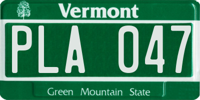 VT license plate PLA047