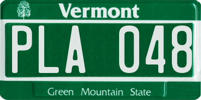 VT license plate PLA048