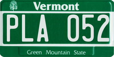 VT license plate PLA052