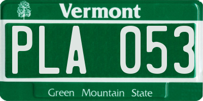 VT license plate PLA053