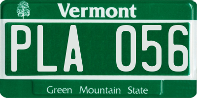 VT license plate PLA056