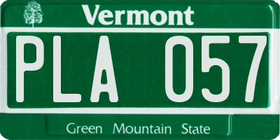 VT license plate PLA057