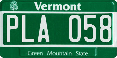 VT license plate PLA058