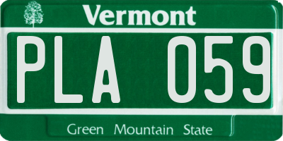 VT license plate PLA059