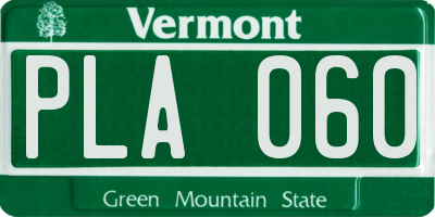 VT license plate PLA060