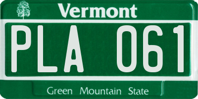 VT license plate PLA061