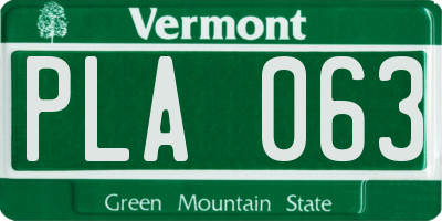 VT license plate PLA063