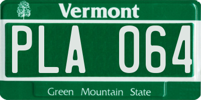 VT license plate PLA064