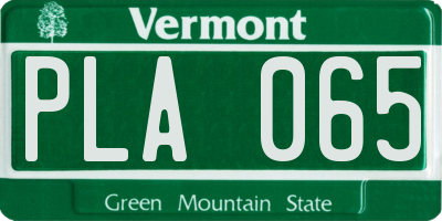 VT license plate PLA065