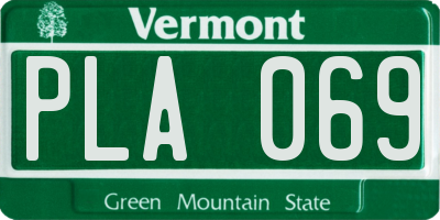 VT license plate PLA069