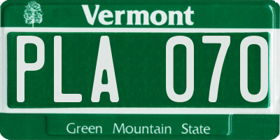VT license plate PLA070