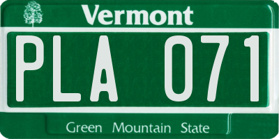 VT license plate PLA071