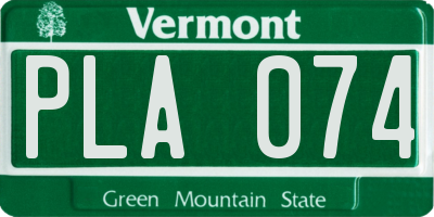 VT license plate PLA074