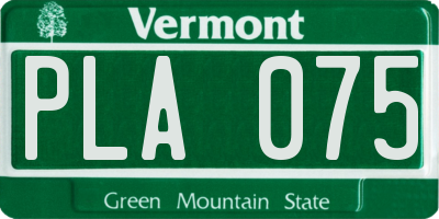 VT license plate PLA075