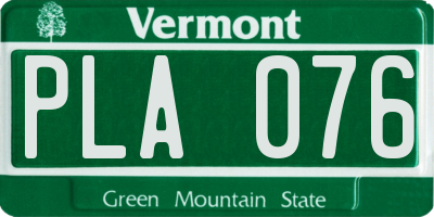 VT license plate PLA076