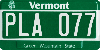 VT license plate PLA077