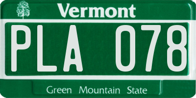 VT license plate PLA078