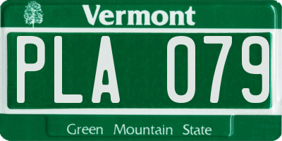 VT license plate PLA079
