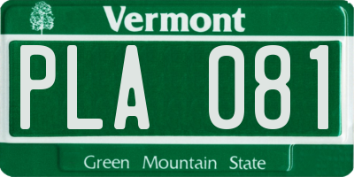 VT license plate PLA081