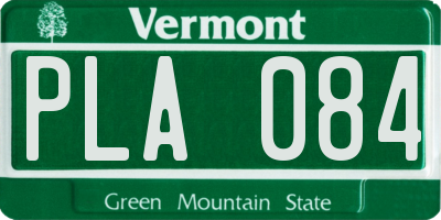 VT license plate PLA084