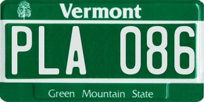 VT license plate PLA086