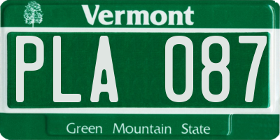 VT license plate PLA087