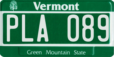 VT license plate PLA089