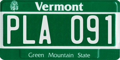VT license plate PLA091