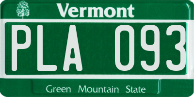 VT license plate PLA093