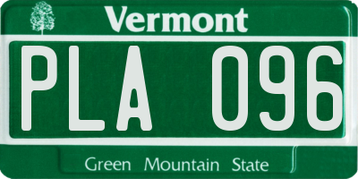 VT license plate PLA096