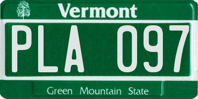 VT license plate PLA097