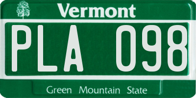 VT license plate PLA098