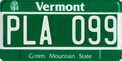 VT license plate PLA099
