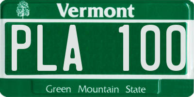 VT license plate PLA100