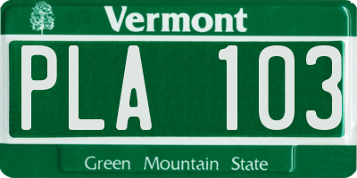 VT license plate PLA103