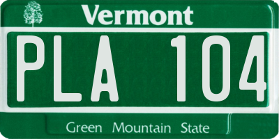 VT license plate PLA104