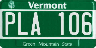 VT license plate PLA106