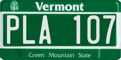 VT license plate PLA107