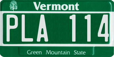 VT license plate PLA114