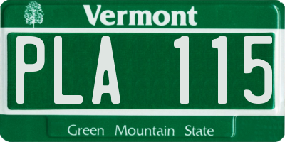 VT license plate PLA115