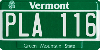 VT license plate PLA116