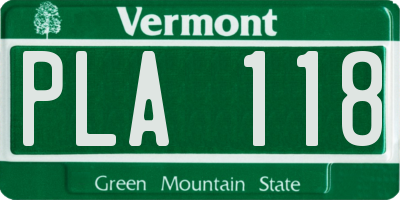VT license plate PLA118