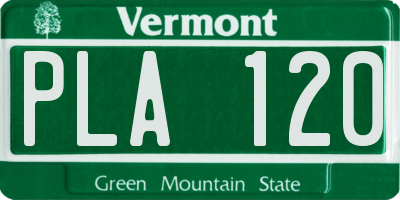 VT license plate PLA120