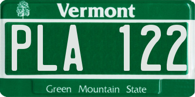 VT license plate PLA122