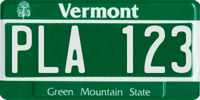 VT license plate PLA123