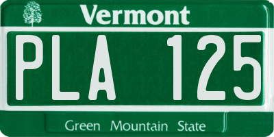 VT license plate PLA125