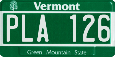 VT license plate PLA126