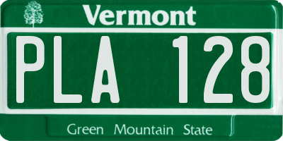 VT license plate PLA128