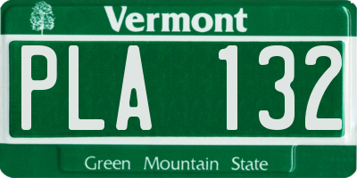 VT license plate PLA132