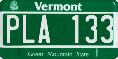 VT license plate PLA133